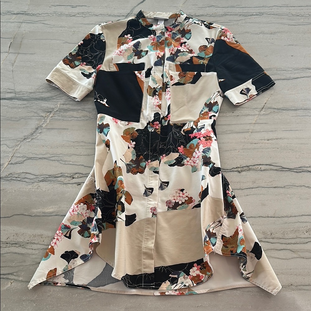 3.1 Phillip Lim Black and Cream Floral Dress